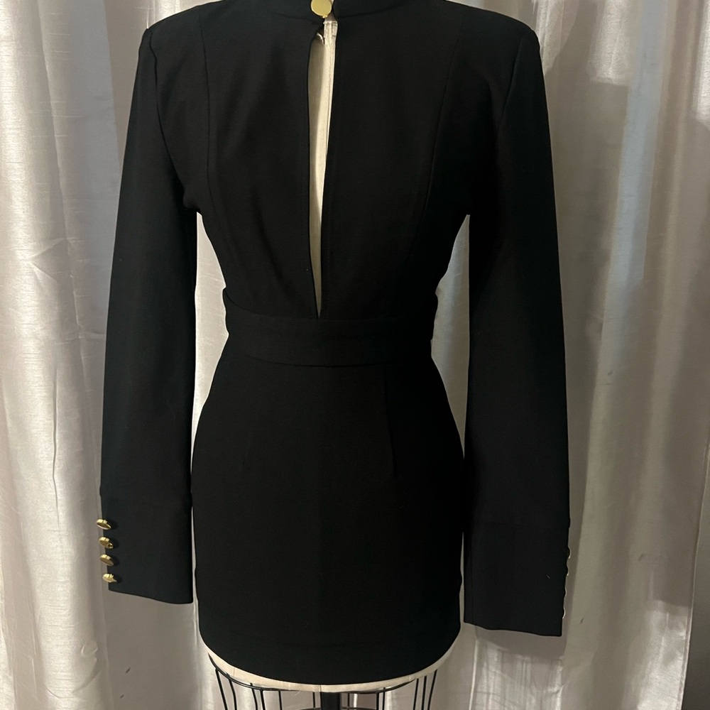 Akira Chicago size small Chic Black Blazer Dress with Gold Accents spandex blend